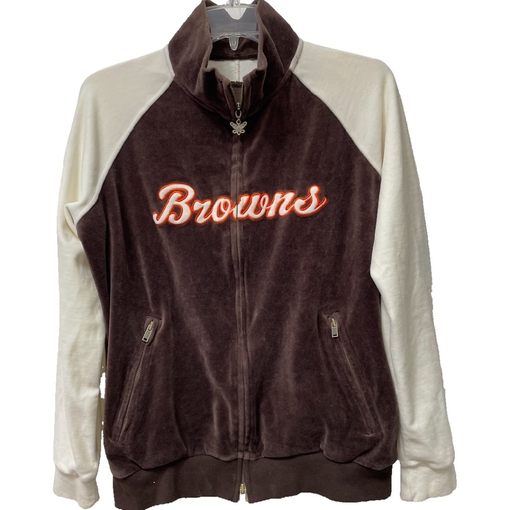 Women's Soft Touch Fleece Jacket w "Browns" Embroidered Front Zip LARGE
